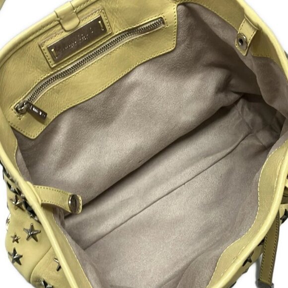 Auth JIMMY CHOO Sasha - Yellow Silver Gold Leather Hardware Tote Bag - Picture 7 of 12